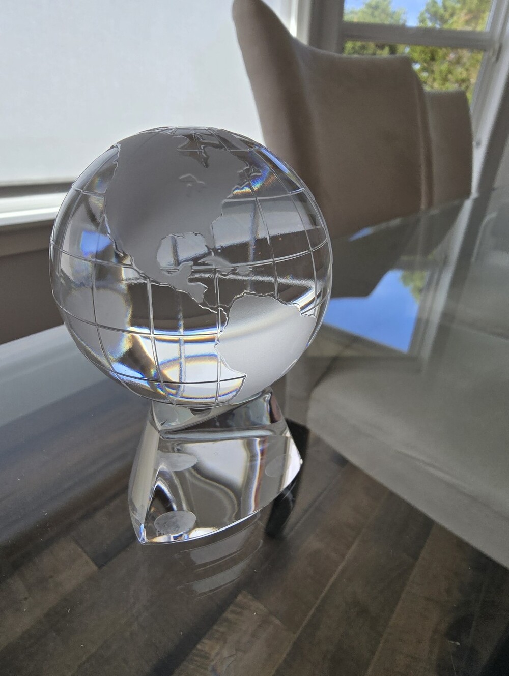 Hoya Crystal World Globe Paperweight Vintage